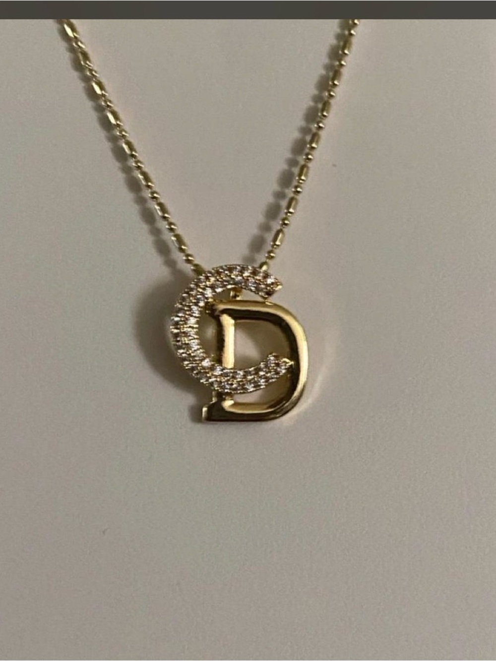 Gold Letter D Necklace with Pavé Crystals - Elegant Women's Necklace